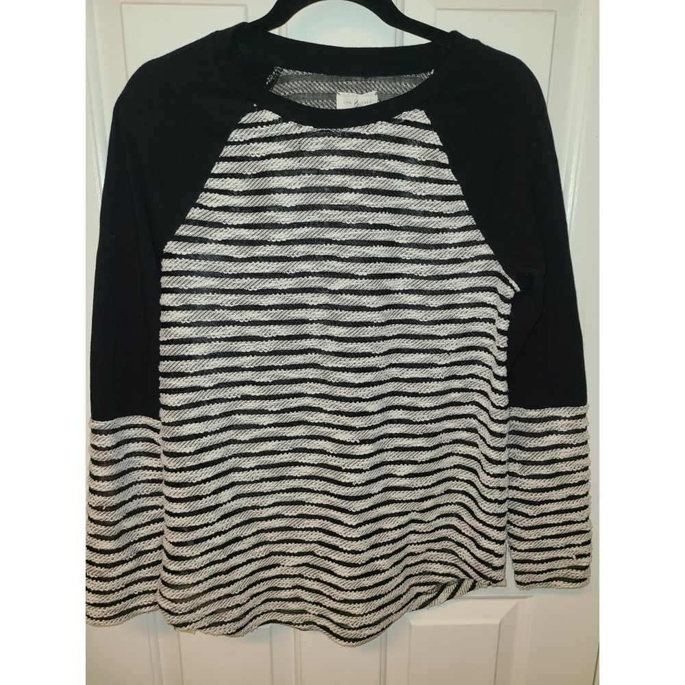 Lou and Grey Sweater Women's Size‎ M Black White Hi-Lo Two Tone Sporty Casual